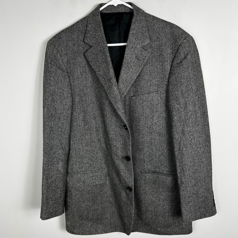 Brooks Brothers 100% Wool Grey Blazer Sports Jacket Mens Size 44 Regular Coat